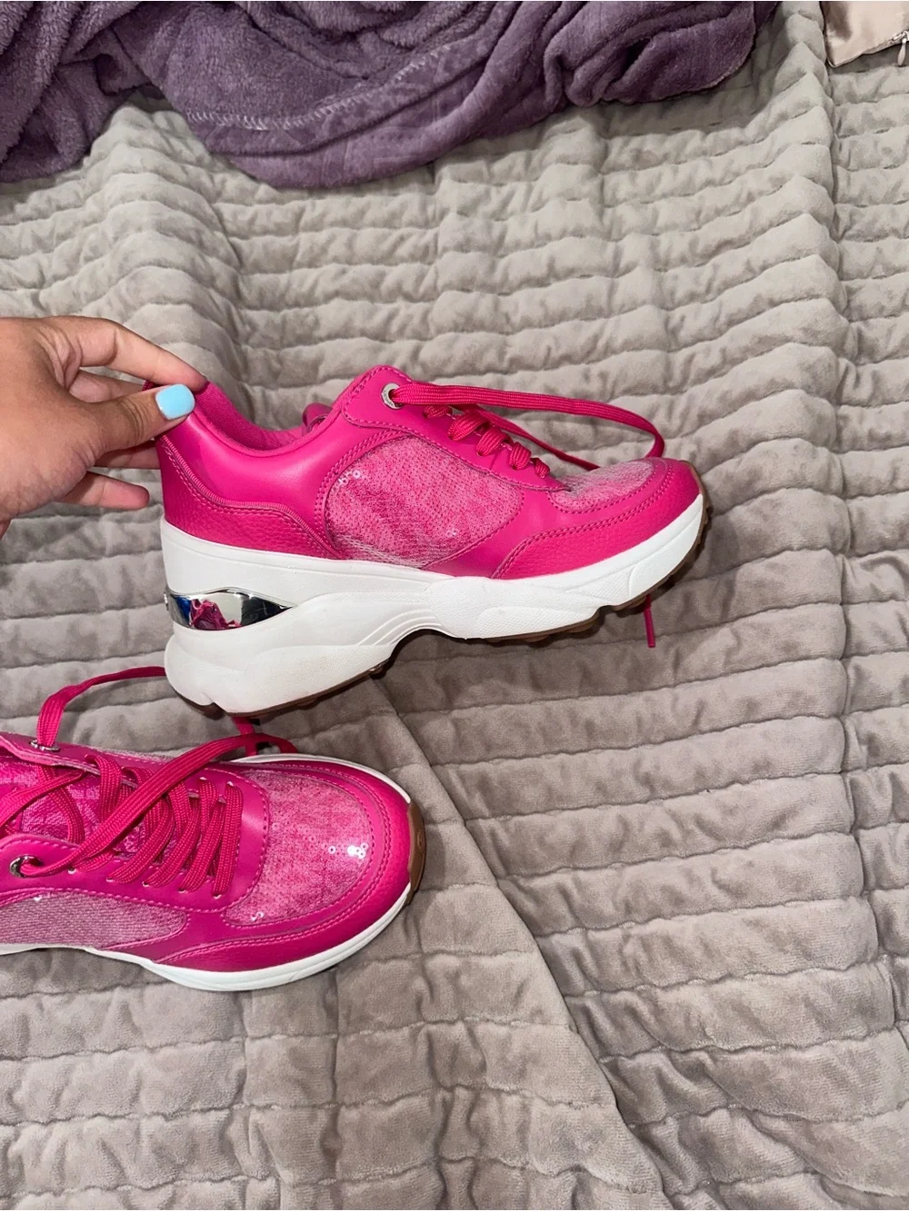 Michael Kors Hot Pink Katrina Lace-Up Sneakers